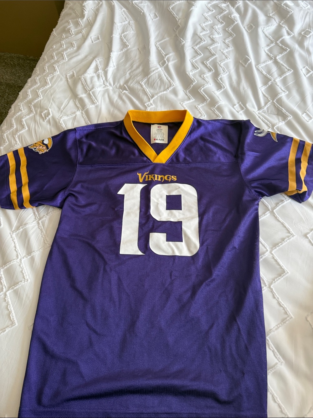 Kids Minnesota Vikings #19 Purple Football Jersey